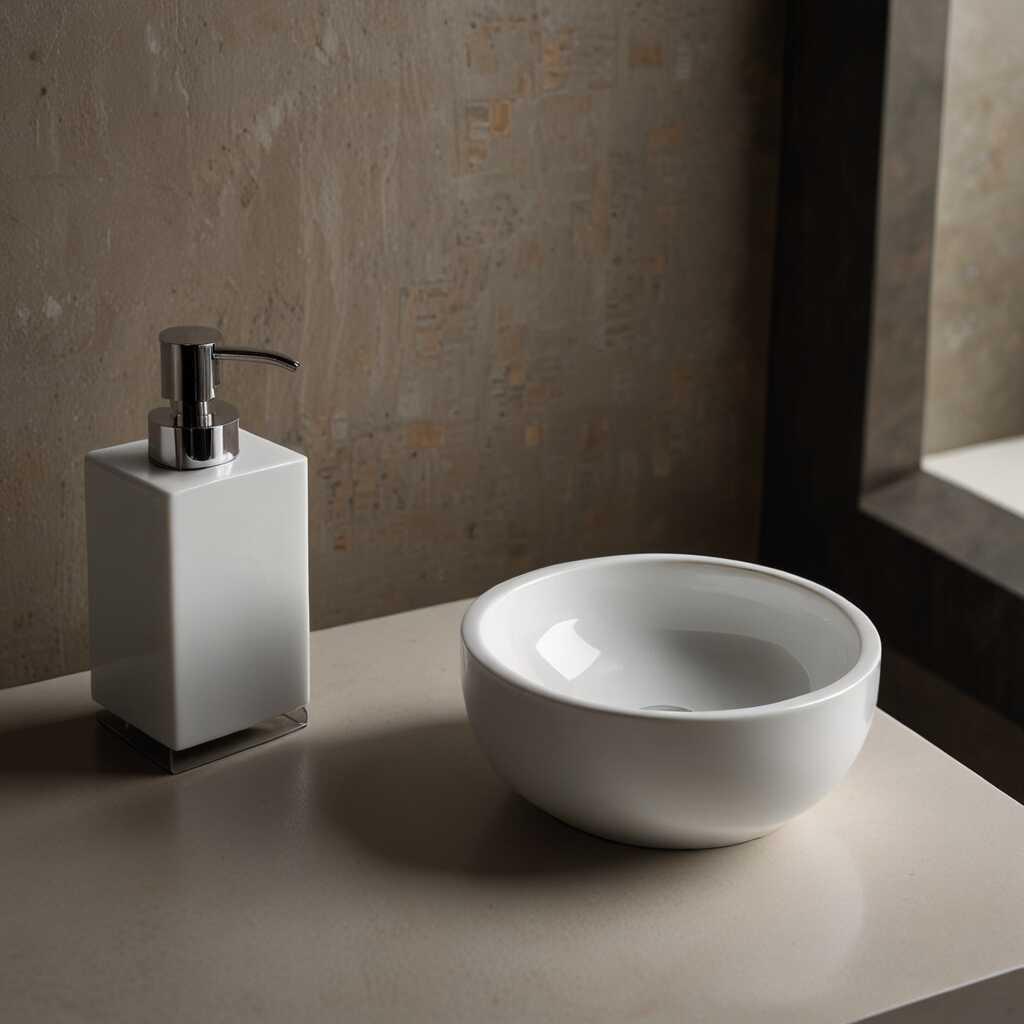 Vacuum suction bathroom accessories on tiled walls